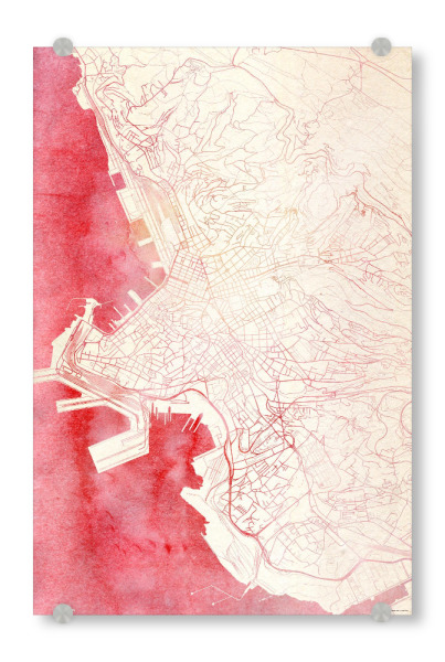 Acrylglasbild "Triest Italien I" artboxONE - Städte,Reise - Städte,Stadtkarte,Wasserfarbe