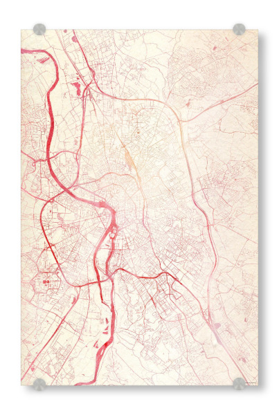 Acrylglasbild "Toulouse Frankreich I" artboxONE - Städte,Reise - Städte,Stadtkarte,Wasserfarbe