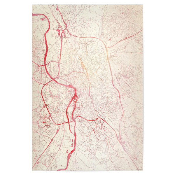 Poster "Toulouse Frankreich I" artboxONE - Städte,Reise - Städte,Stadtkarte,Wasserfarbe