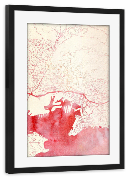 Poster mit Rahmen schwarz "Toulon Frankreich I" artboxONE - Städte,Reise - Städte,Stadtkarte,Wasserfarbe