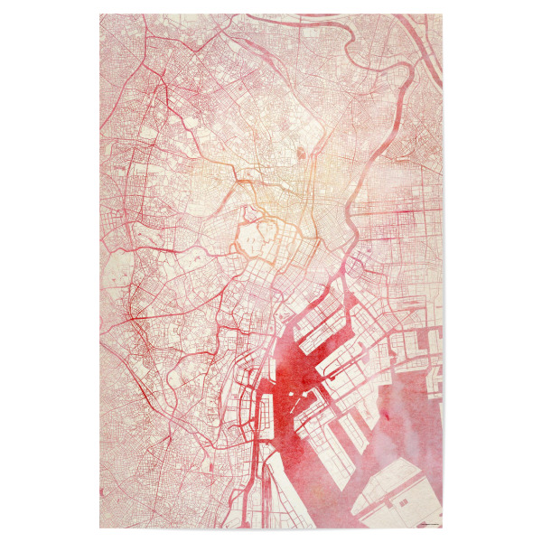 Poster 30x20 cm "Tokio Japan II" artboxONE - Städte,Reise - Städte,Stadtkarte,Wasserfarbe
