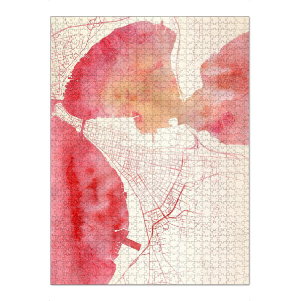 Puzzle Ravensburger "Tarent Italien II" artboxONE - Städte,Reise - Städte,Stadtkarte,Wasserfarbe - Bild städte