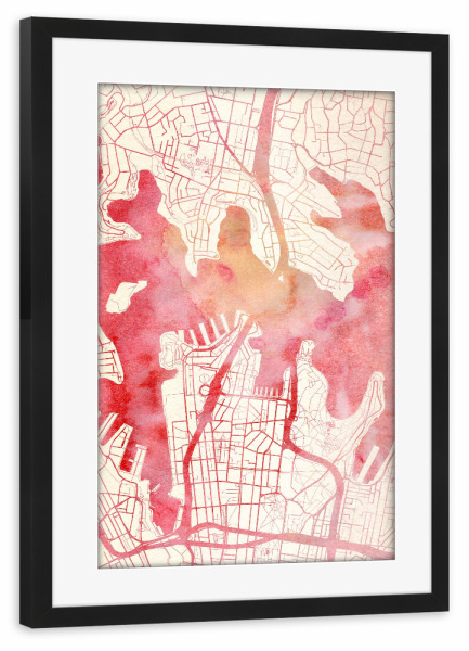 Poster mit Rahmen schwarz "Sydney Australien 3" artboxONE - Städte,Reise - Städte,Stadtkarte,Wasserfarbe