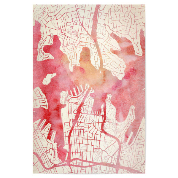 Poster "Sydney Australien 3" artboxONE - Städte,Reise - Städte,Stadtkarte,Wasserfarbe