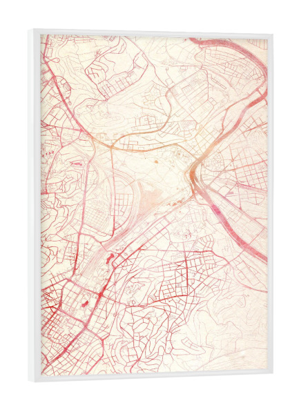 Poster mit weißem Rahmen "Stuttgart Deutschland I" artboxONE - Städte,Reise - Städte,Stadtkarte,Wasserfarbe