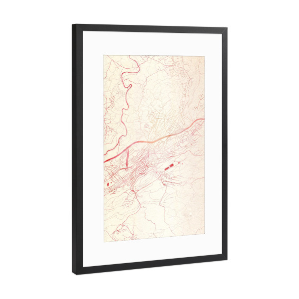 Poster mit Rahmen Schwarz (Metallic) "St.-Gallen Schweiz I" artboxONE - Städte,Reise - Städte,Stadtkarte,Wasserfarbe