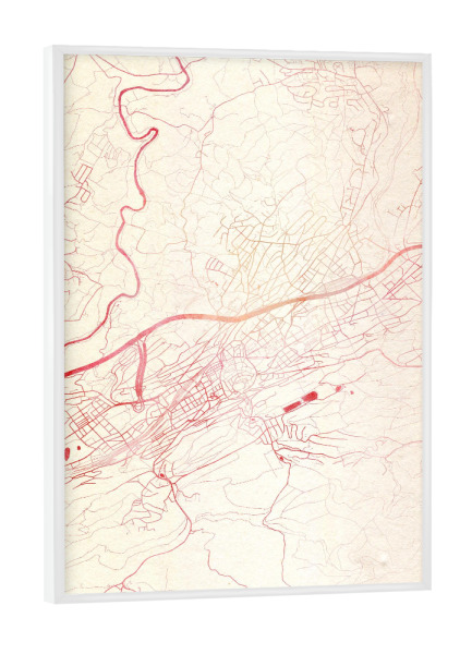 Poster mit weißem Rahmen "St.-Gallen Schweiz I" artboxONE - Städte,Reise - Städte,Stadtkarte,Wasserfarbe