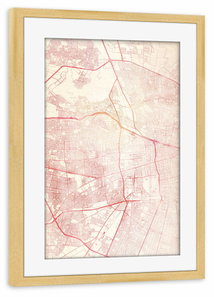 Poster mit Rahmen kiefer "Santiago-de-Chile II" artboxONE - Städte,Reise - Städte,Stadtkarte,Wasserfarbe