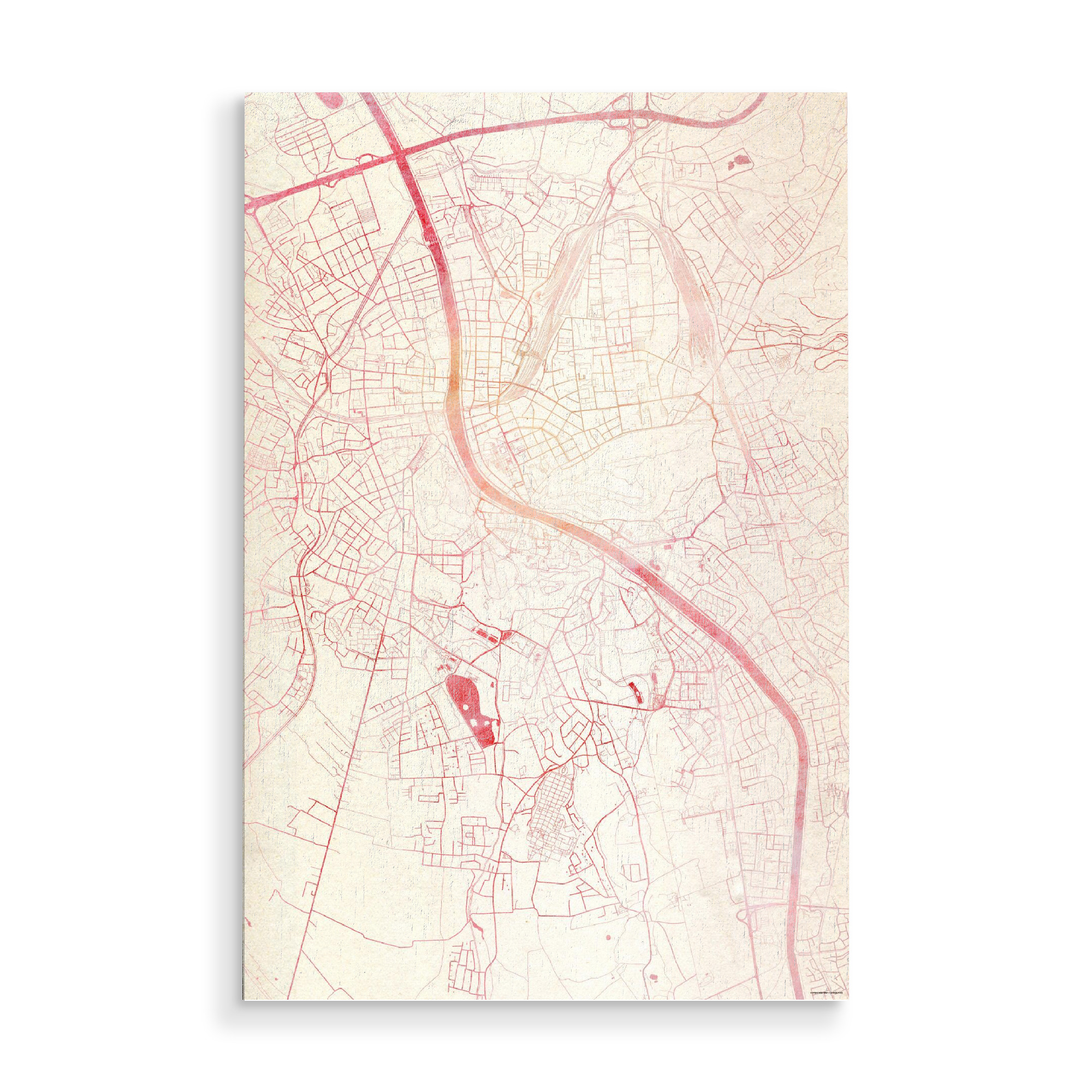 Holzbild "Salzburg Österreich 4" artboxONE - Städte,Reise - Städte,Stadtkarte,Wasserfarbe