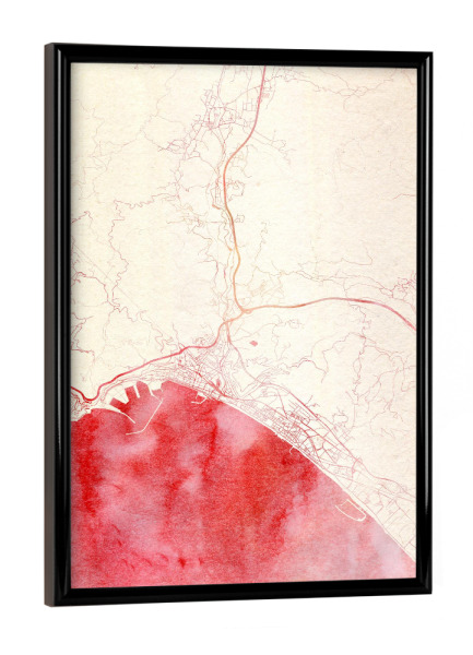 Poster mit schwarzem Rahmen "Salerno Italien II" artboxONE - Städte,Reise - Städte,Stadtkarte,Wasserfarbe