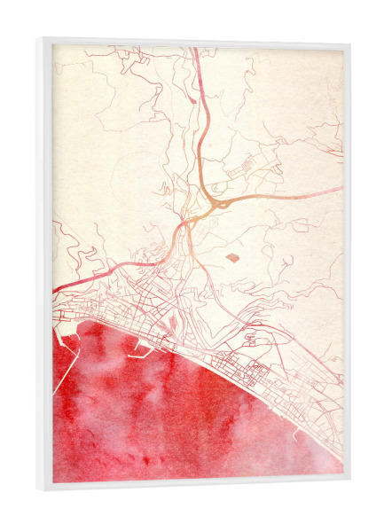 Poster mit weißem Rahmen "Salerno Italien I" artboxONE - Städte,Reise - Städte,Stadtkarte,Wasserfarbe