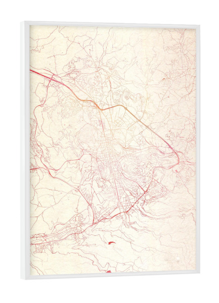 Poster mit weißem Rahmen "Saint-Étienne Frankreich I" artboxONE - Städte,Reise - Städte,Stadtkarte,Wasserfarbe