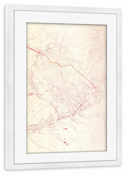 Poster mit Rahmen weiß "Saint-Étienne Frankreich I" artboxONE - Städte,Reise - Städte,Stadtkarte,Wasserfarbe