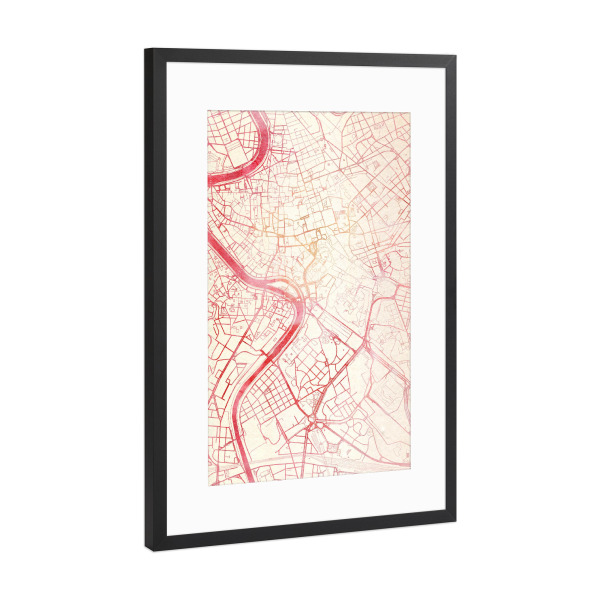 Poster mit Rahmen Schwarz (Metallic) "Rom Italien II" artboxONE - Städte,Reise - Städte,Stadtkarte,Wasserfarbe