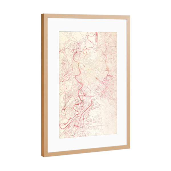 Poster mit Rahmen Kupfer "Rom Italien I" artboxONE - Städte,Reise - Städte,Stadtkarte,Wasserfarbe