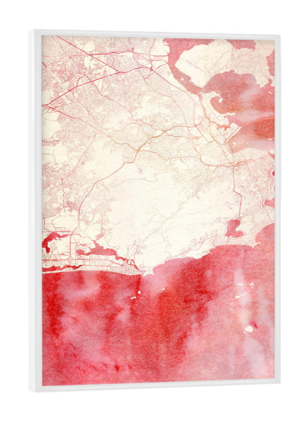Poster mit weißem Rahmen "Rio-de-Janeiro Brasilien I" artboxONE - Städte,Reise - Städte,Stadtkarte,Wasserfarbe