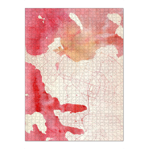 Puzzle Ravensburger "Reykjavík Island II" artboxONE - Städte,Reise - Städte,Stadtkarte,Wasserfarbe - Bild städte