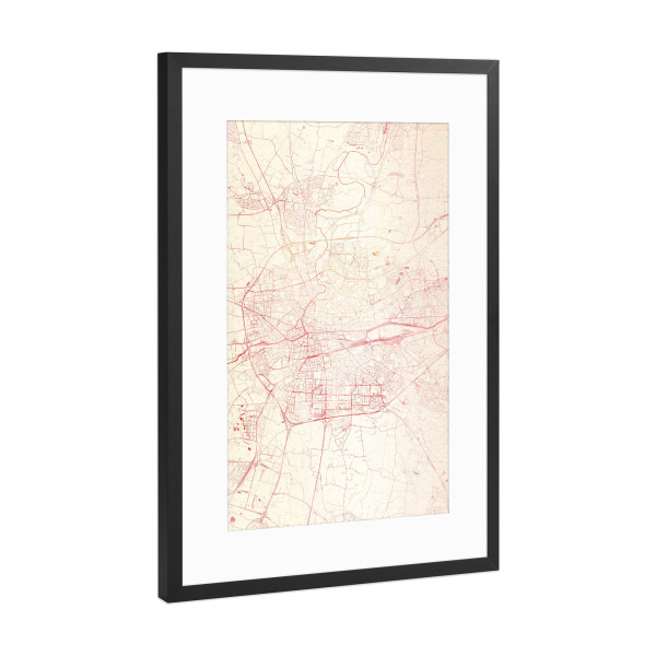 Poster mit Rahmen Schwarz (Metallic) "Rennes Frankreich II" artboxONE - Städte,Reise - Städte,Stadtkarte,Wasserfarbe
