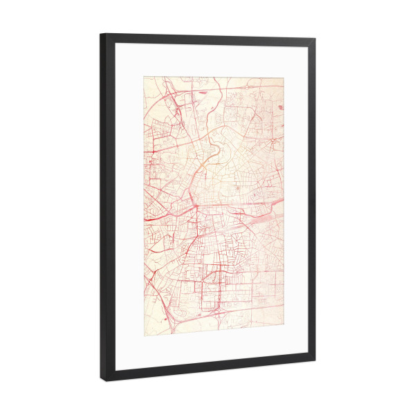 Poster mit Rahmen Schwarz (Metallic) "Rennes Frankreich I" artboxONE - Städte,Reise - Städte,Stadtkarte,Wasserfarbe