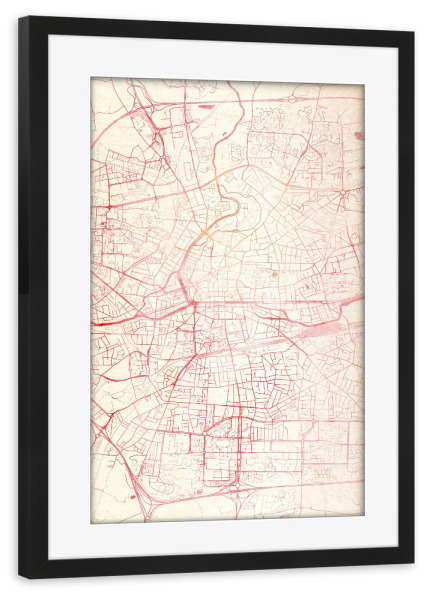 Poster mit Rahmen schwarz "Rennes Frankreich I" artboxONE - Städte,Reise - Städte,Stadtkarte,Wasserfarbe