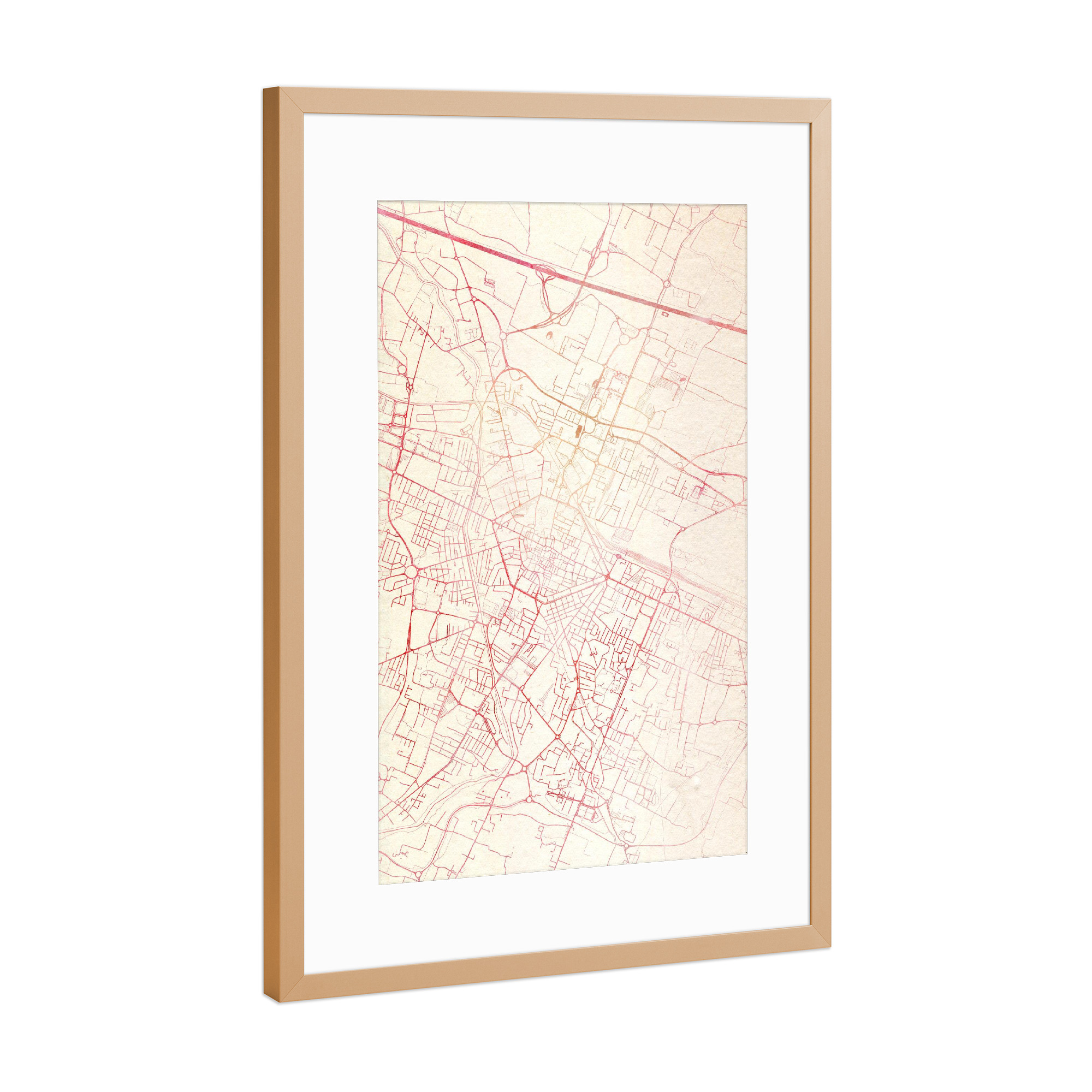 Poster mit Rahmen Kupfer "Reggio-nell-Emilia Italien II" artboxONE - Städte,Reise - Städte,Stadtkarte,Wasserfarbe