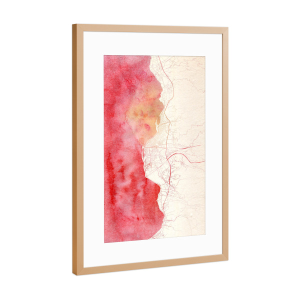 Poster mit Rahmen Kupfer "Reggio-Calabria Italien II" artboxONE - Städte,Reise - Städte,Stadtkarte,Wasserfarbe