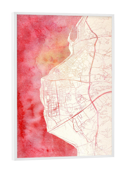 Poster mit weißem Rahmen "Reggio-Calabria Italien I" artboxONE - Städte,Reise - Städte,Stadtkarte,Wasserfarbe