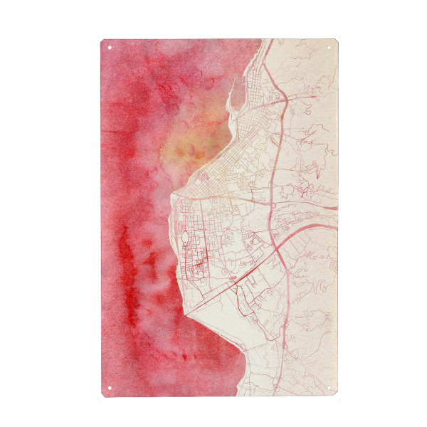 Holzbild "Reggio-Calabria Italien I" artboxONE - Städte,Reise - Städte,Stadtkarte,Wasserfarbe