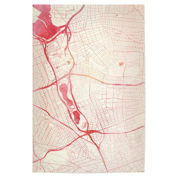 Poster "Queens USA II" artboxONE - Städte,Reise - Städte,Stadtkarte,Wasserfarbe