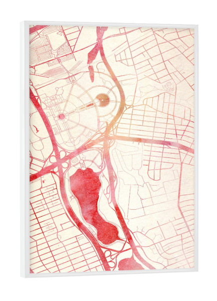 Poster mit weißem Rahmen "Queens USA I" artboxONE - Städte,Reise - Städte,Stadtkarte,Wasserfarbe