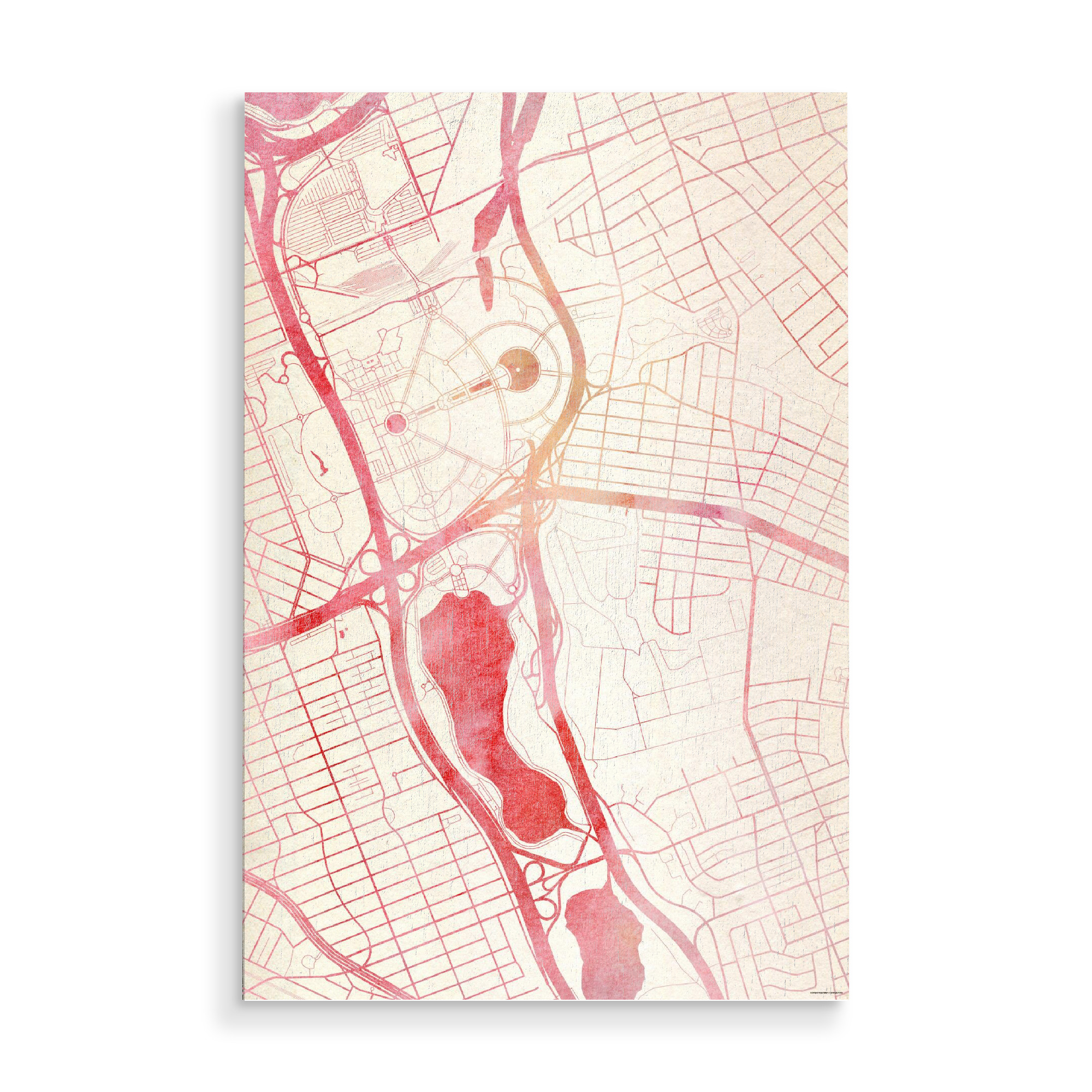 Holzbild "Queens USA I" artboxONE - Städte,Reise - Städte,Stadtkarte,Wasserfarbe