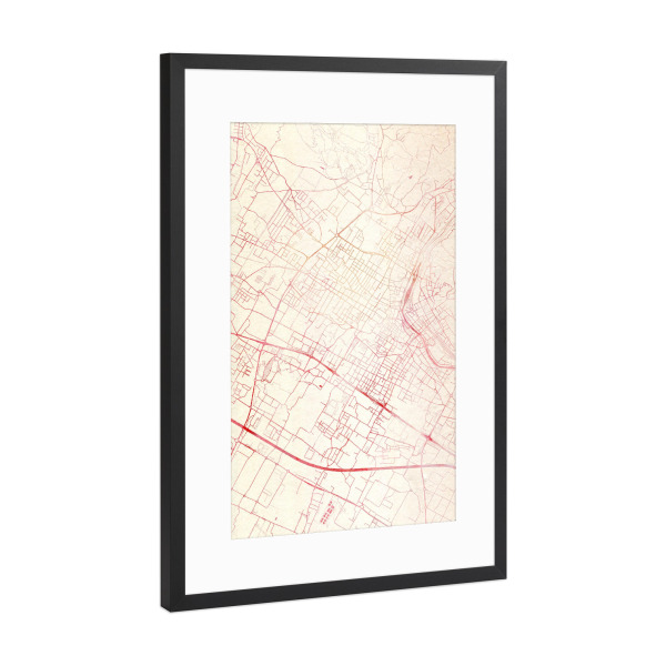 Poster mit Rahmen Schwarz (Metallic) "Prato Italien I" artboxONE - Städte,Reise - Städte,Stadtkarte,Wasserfarbe