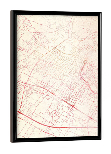 Poster mit schwarzem Rahmen "Prato Italien I" artboxONE - Städte,Reise - Städte,Stadtkarte,Wasserfarbe