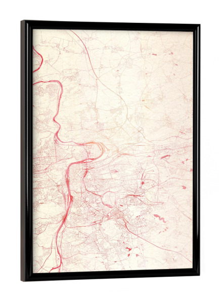 Poster mit schwarzem Rahmen "Prag Tschechische-Republik I" artboxONE - Städte,Reise - Städte,Stadtkarte,Wasserfarbe