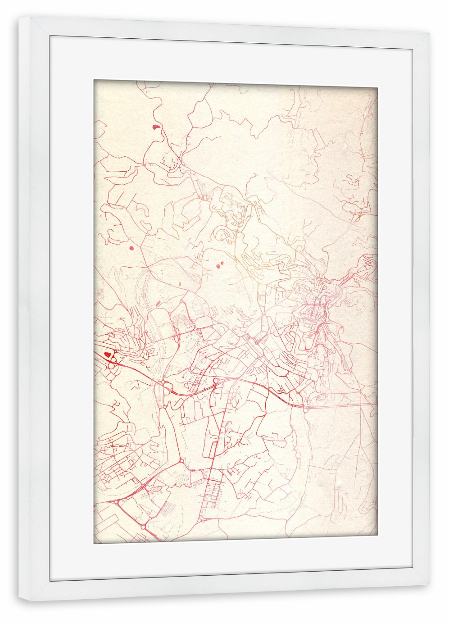 Poster mit Rahmen weiß "Perugia Italien I" artboxONE - Städte,Reise - Städte,Stadtkarte,Wasserfarbe