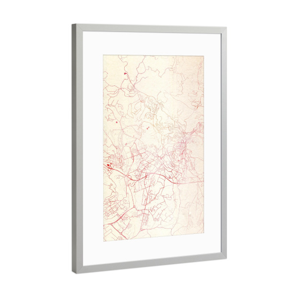 Poster mit Rahmen Silber "Perugia Italien I" artboxONE - Städte,Reise - Städte,Stadtkarte,Wasserfarbe