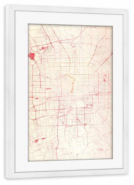 Poster mit Rahmen weiß "Peking China II" artboxONE - Städte,Reise - Städte,Stadtkarte,Wasserfarbe