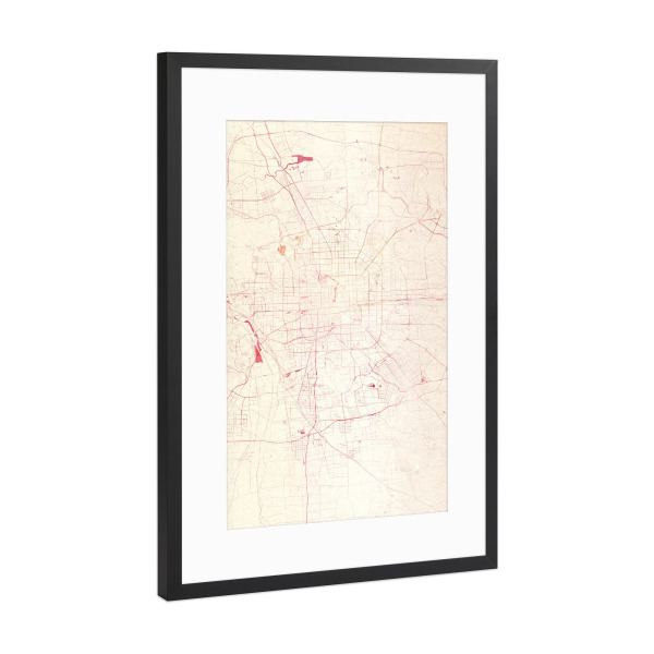 Poster mit Rahmen Schwarz (Metallic) "Peking China I" artboxONE - Städte,Reise - Städte,Stadtkarte,Wasserfarbe