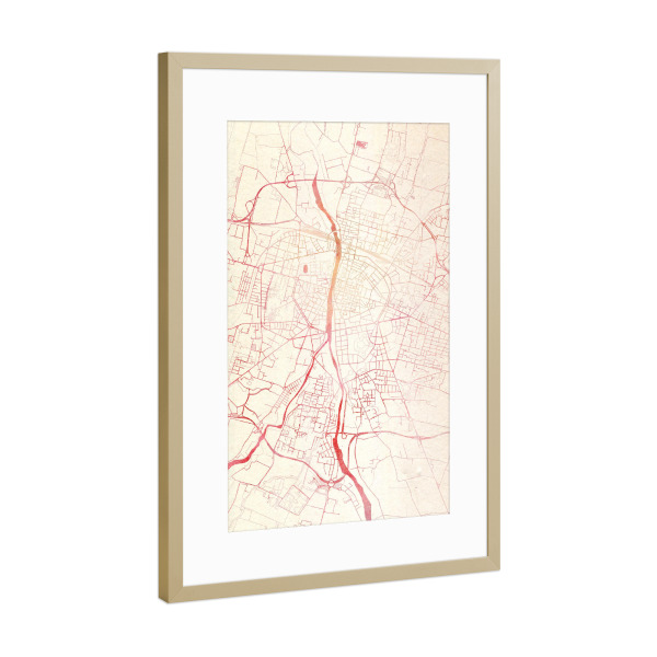 Poster mit Rahmen Gold "Parma Italien II" artboxONE - Städte,Reise - Städte,Stadtkarte,Wasserfarbe