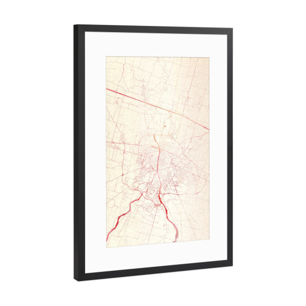 Poster mit Rahmen Schwarz (Metallic) "Parma Italien I" artboxONE - Städte,Reise - Städte,Stadtkarte,Wasserfarbe