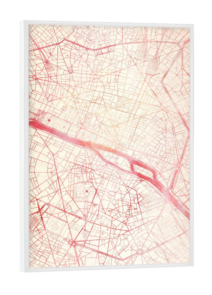 Poster mit weißem Rahmen "Paris Frankreich II" artboxONE - Städte,Reise - Städte,Stadtkarte,Wasserfarbe