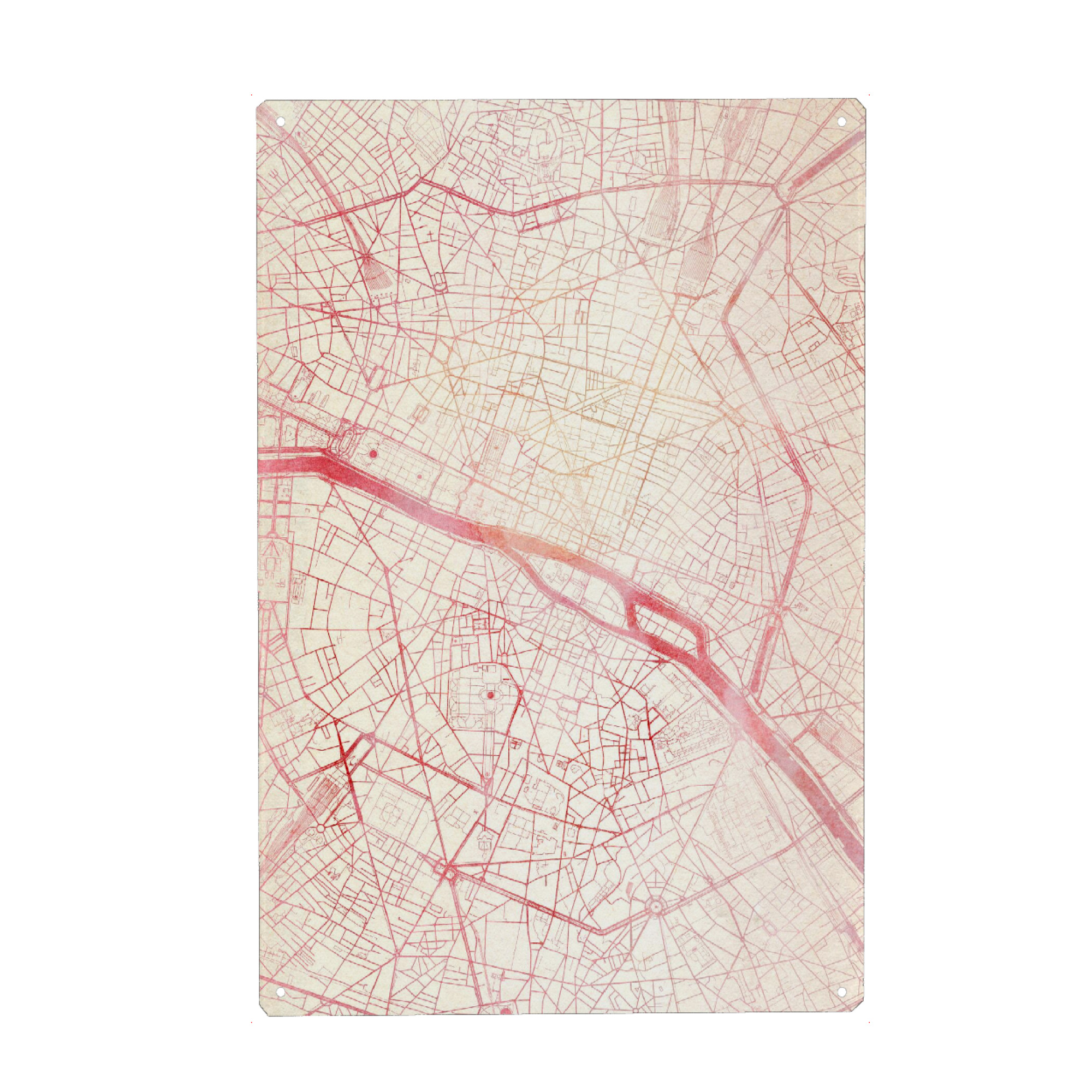 Holzbild "Paris Frankreich II" artboxONE - Städte,Reise - Städte,Stadtkarte,Wasserfarbe