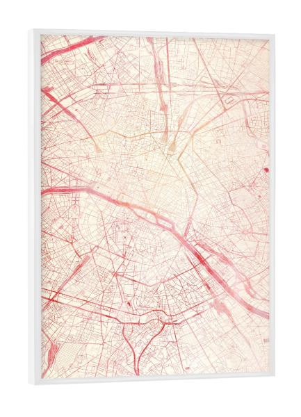 Poster mit weißem Rahmen "Paris Frankreich I" artboxONE - Städte,Reise - Städte,Stadtkarte,Wasserfarbe