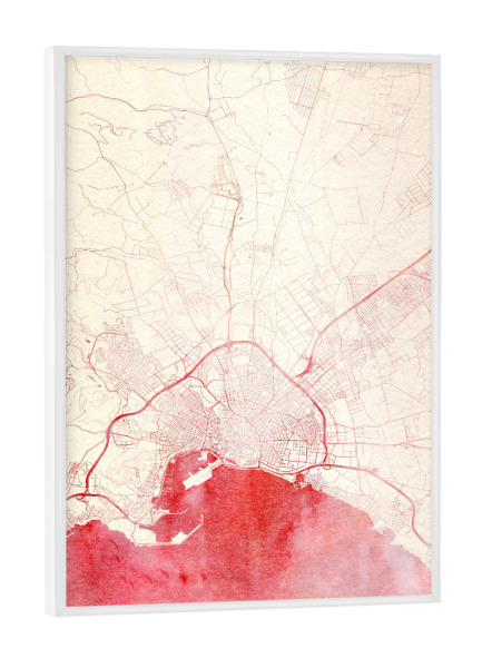 Poster mit weißem Rahmen "Palma Mallorca I" artboxONE - Städte,Reise - Städte,Stadtkarte,Wasserfarbe