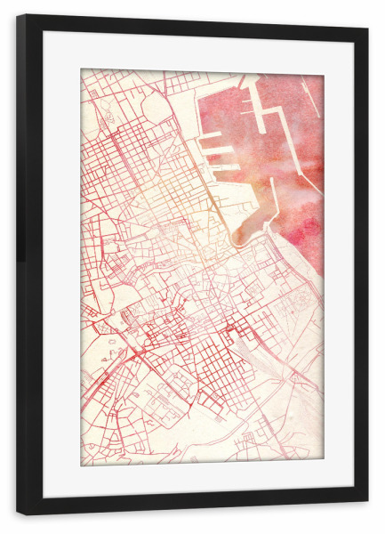 Poster mit Rahmen schwarz "Palermo Italien II" artboxONE - Städte,Reise - Städte,Stadtkarte,Wasserfarbe