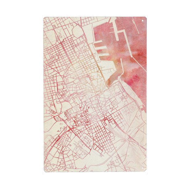 Holzbild "Palermo Italien II" artboxONE - Städte,Reise - Städte,Stadtkarte,Wasserfarbe