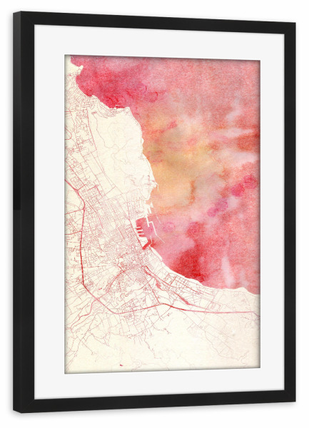 Poster mit Rahmen schwarz "Palermo Italien I" artboxONE - Städte,Reise - Städte,Stadtkarte,Wasserfarbe