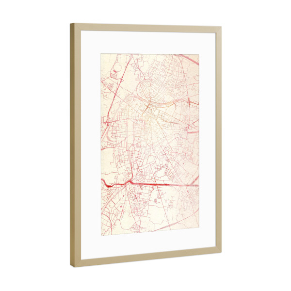 Poster mit Rahmen Gold "Padua Italien II" artboxONE - Städte,Reise - Städte,Stadtkarte,Wasserfarbe