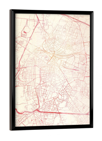 Poster mit schwarzem Rahmen "Padua Italien I" artboxONE - Städte,Reise - Städte,Stadtkarte,Wasserfarbe