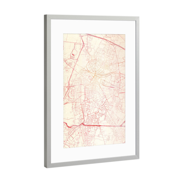 Poster mit Rahmen Silber "Padua Italien I" artboxONE - Städte,Reise - Städte,Stadtkarte,Wasserfarbe